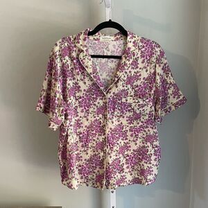 Heartloom Purple Floral Button Down Pajama Top